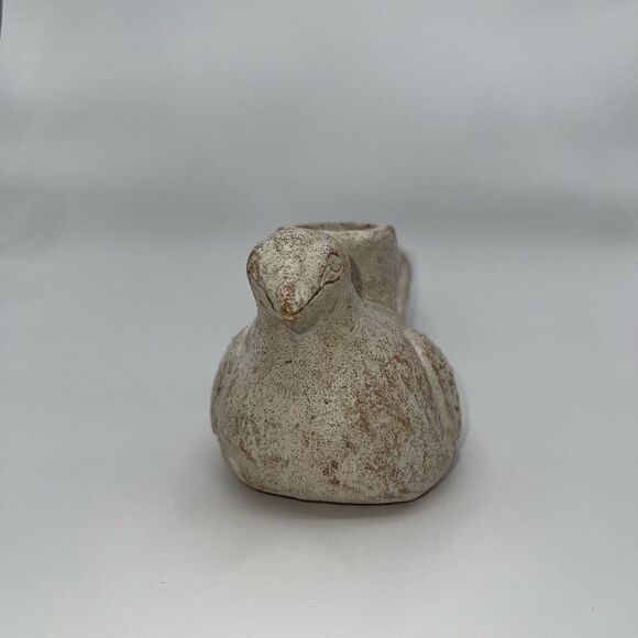 Painted Terra Cotta Hand Crafted Mexican Pottery Bird Taper Candle Holder Signed - Picture 2 of 8